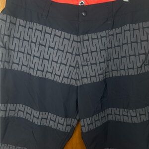 Black and Gray Geometric Patterned Shorts
